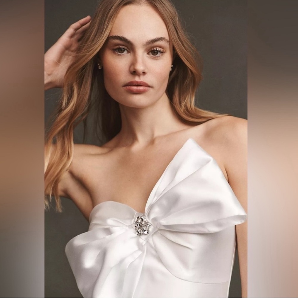 BHLDN White Satin Wedding Dress - Picture 2 of 7